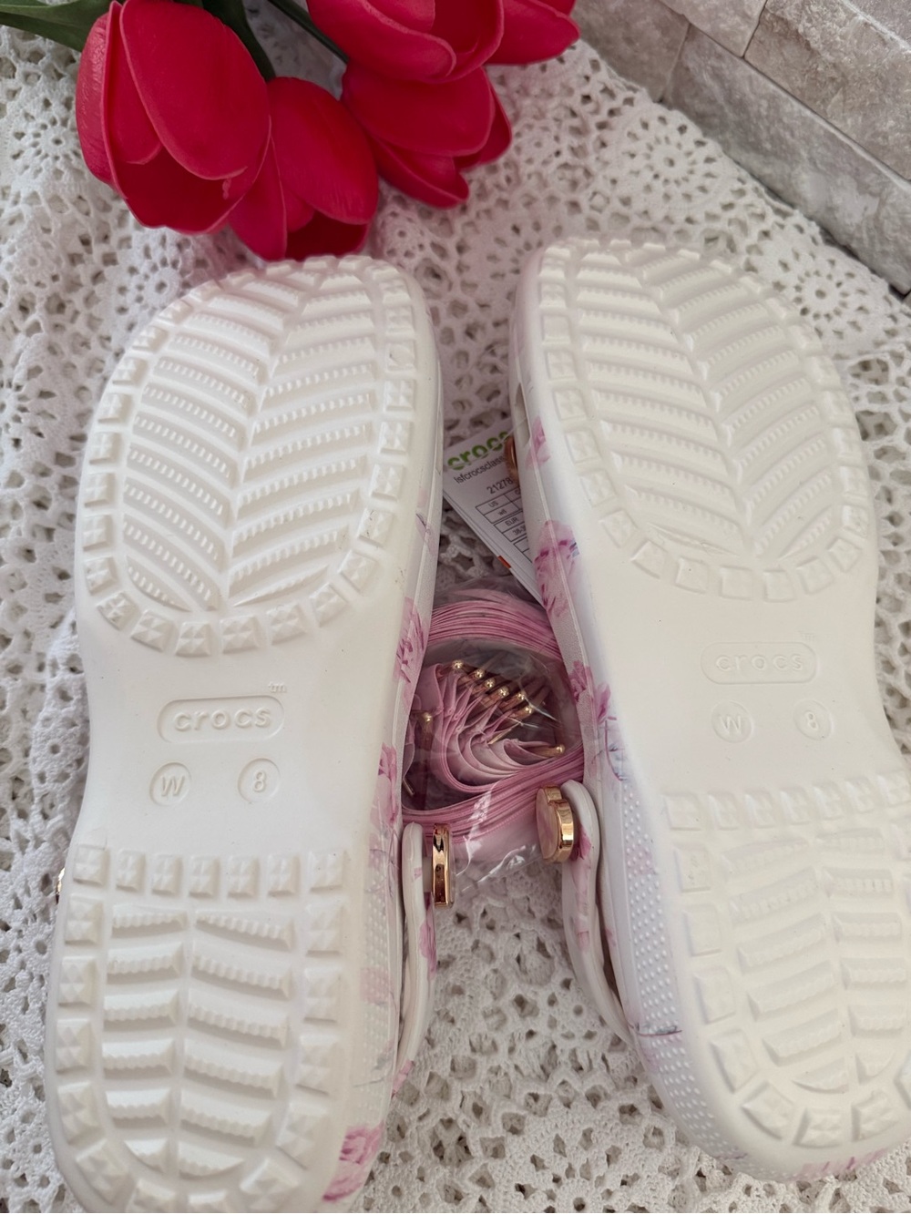 Crocs x LoveShackFancy Classic Ballet Flat NIB Pink White W8 - Picture 7 of 12